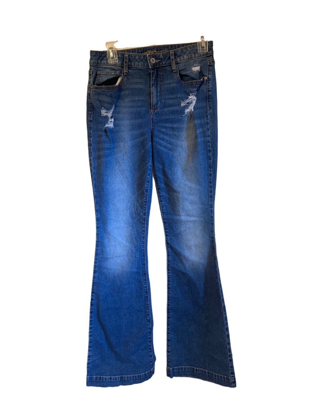 Arizona Jeans Womens Distressed Bootcut Denim Pants With Faded Detailing Size 9